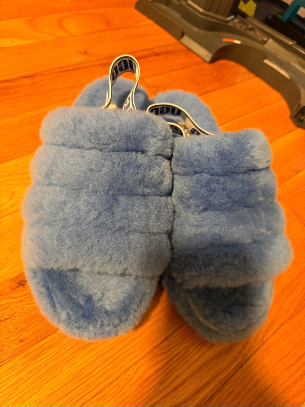 UGG Light Blue Fuzzy Slide Slippers